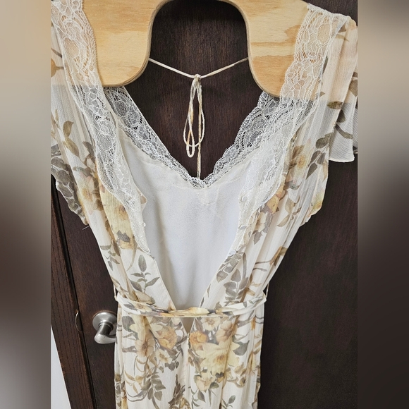 Reiss Emlin Floral Printed MIDI‎ Dress Ivory Yellow Fairy Cottage Lace NWOT - Picture 13 of 13